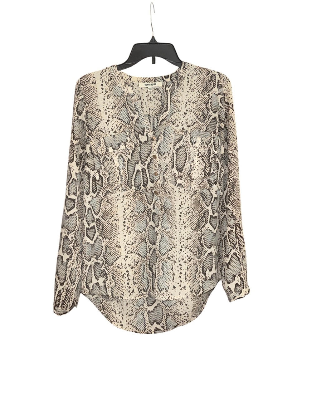 Snake Print Long-Sleeve Blouse